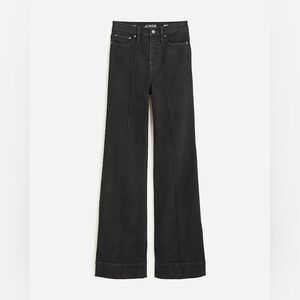 Black Denim High Rise Jeans Wide Leg Pintuck Trouser Jeans From J.Crew